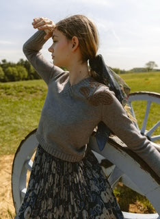Ava and Lu Grey Floral Slip Dress & V Neck Sweater